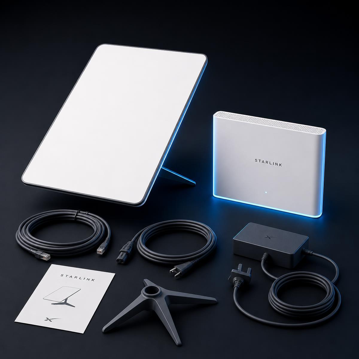 Kit completo Starlink com antena, roteador e cabos